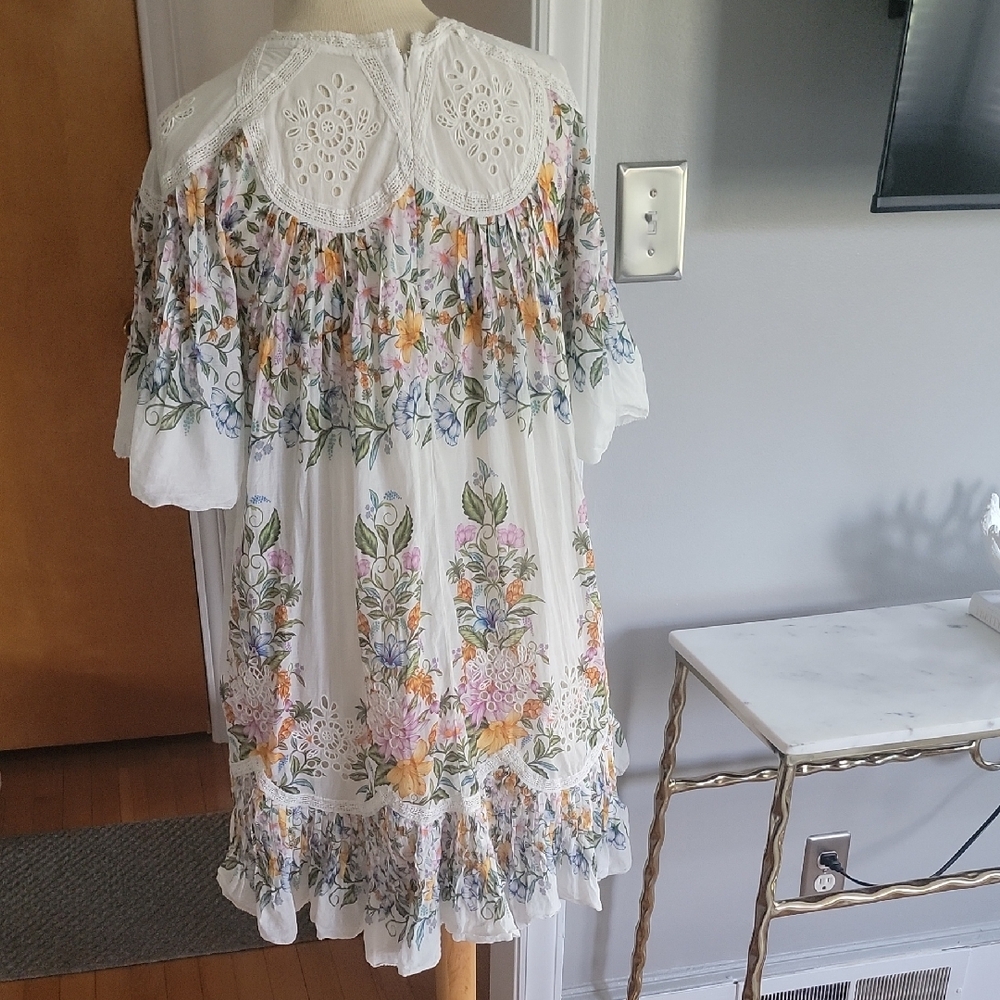 FARM Rio White Floral Mini Dress with Pink, Yellow & Green Accents - Picture 5 of 6